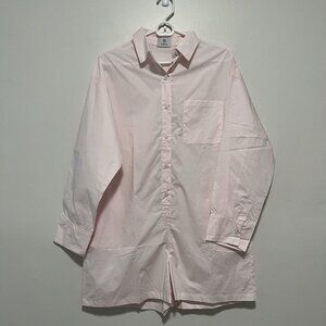 Parke Pink Cotton Long Sleeve Button Front Polo Romper Size Small